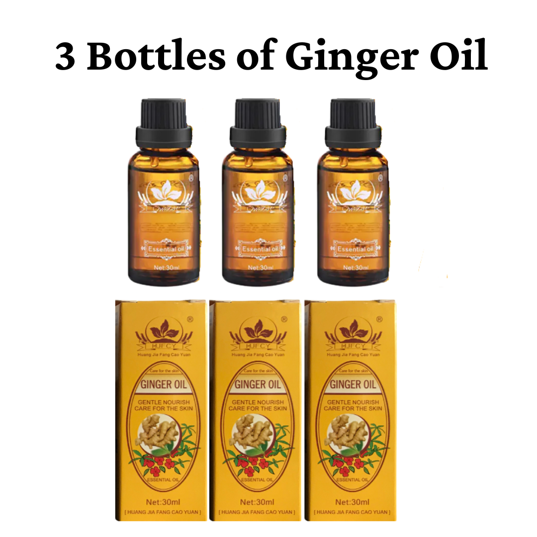 Powerful Herbal Ginger Oil - Lymphatic Drainage | 3 Bottle Bundle