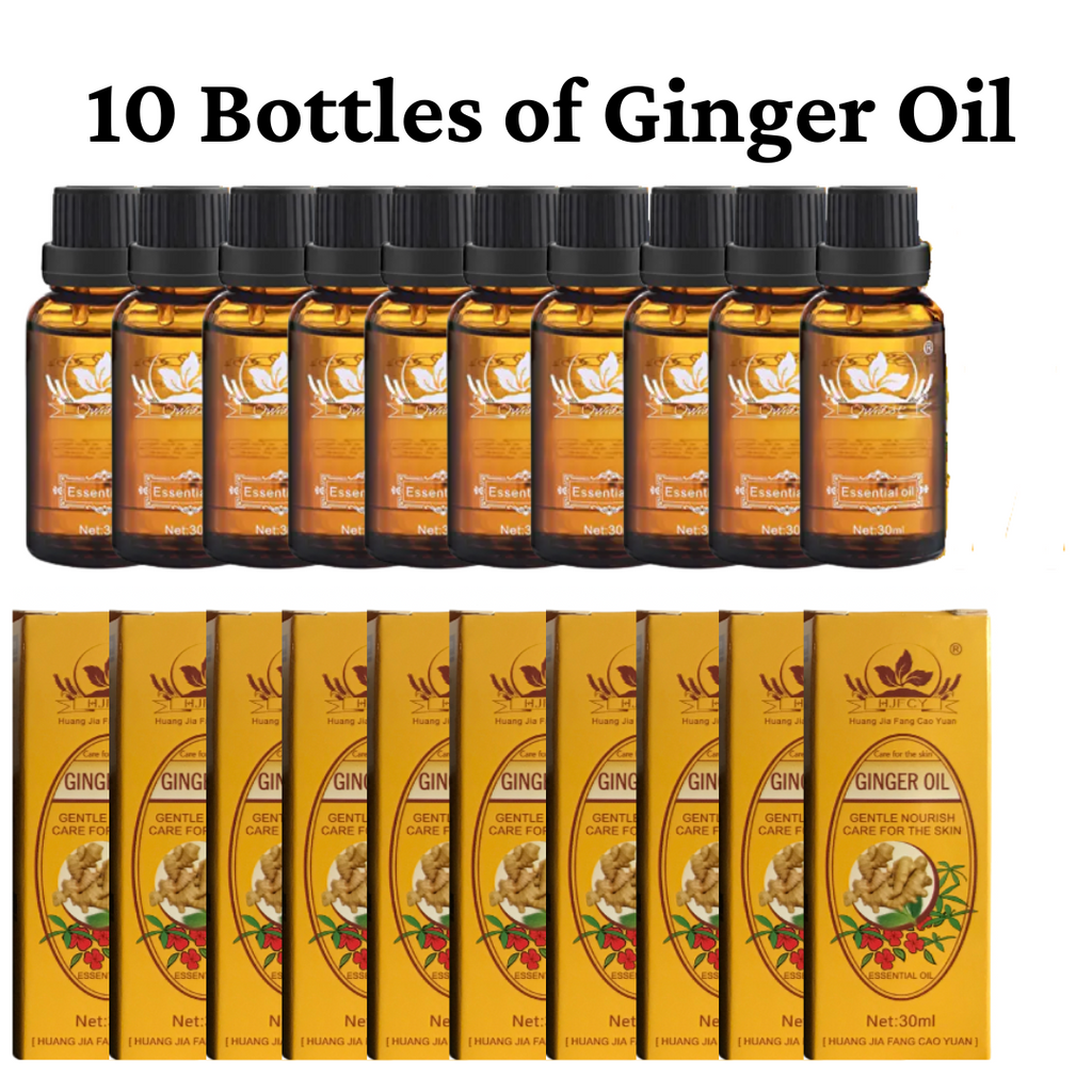 Powerful Herbal Ginger Oil - Lymphatic Drainage | 10 Bottles