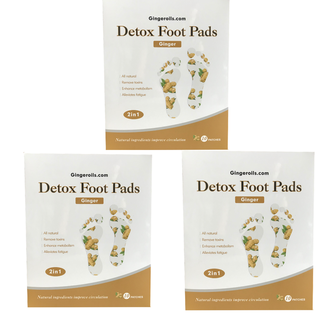 3 Boxes of All-Natural Ginger Detox Foot Pads (10 Patches)